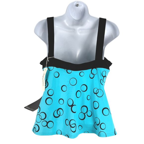 Miraclesuit Tankini Swim Top Womens Size 12 Blue Black Circle NWT SW-2068 - Picture 4 of 10